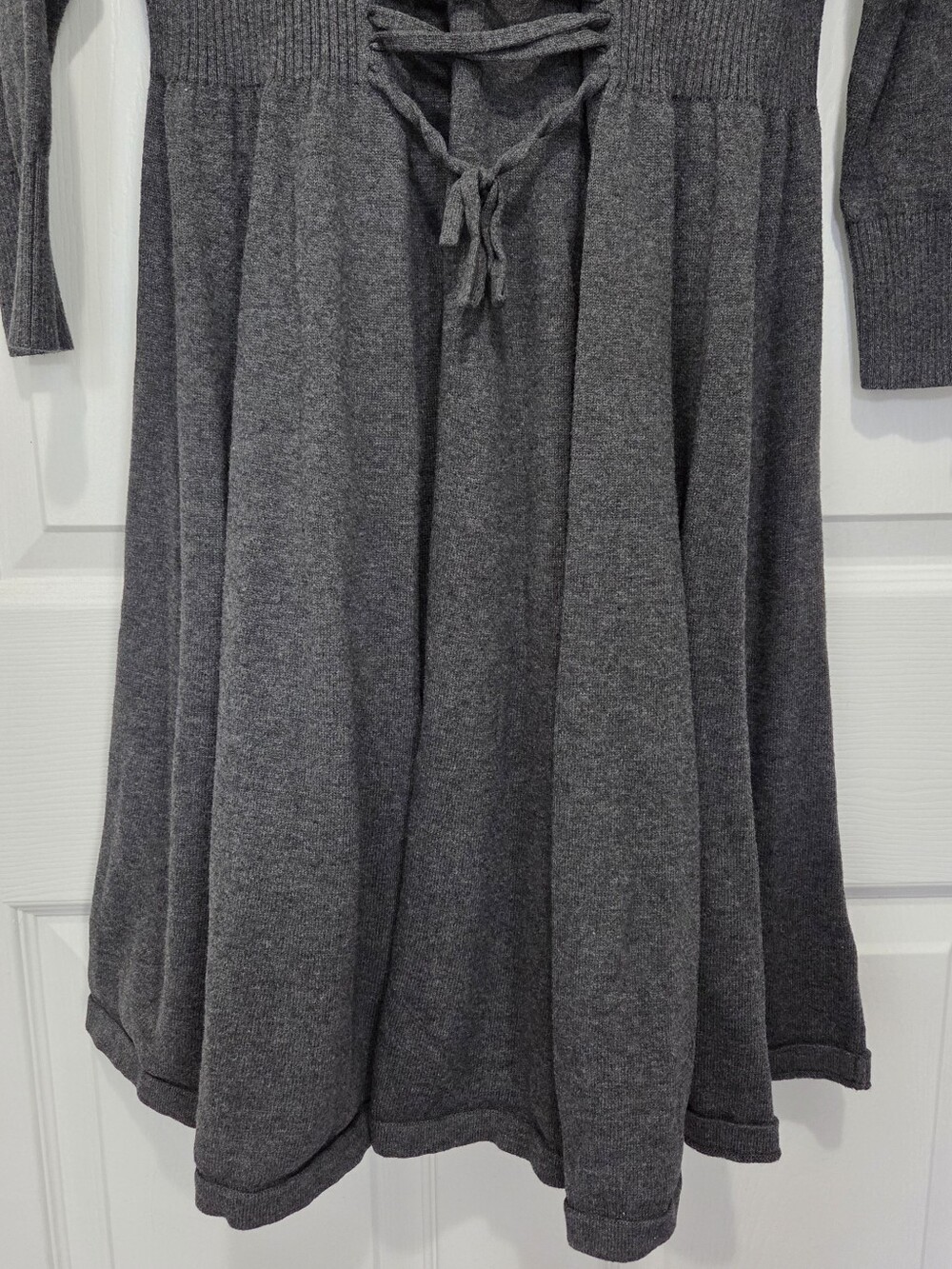 TORRID Charcoal Gray Lace Up Waist Long Sleeve Sweater Skater Dress Plus Size 2 - Picture 4 of 12